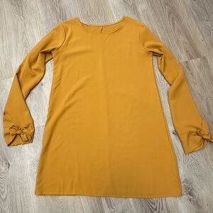 Amazon Mustard Yellow Bow Sleeve Mini Dress size M